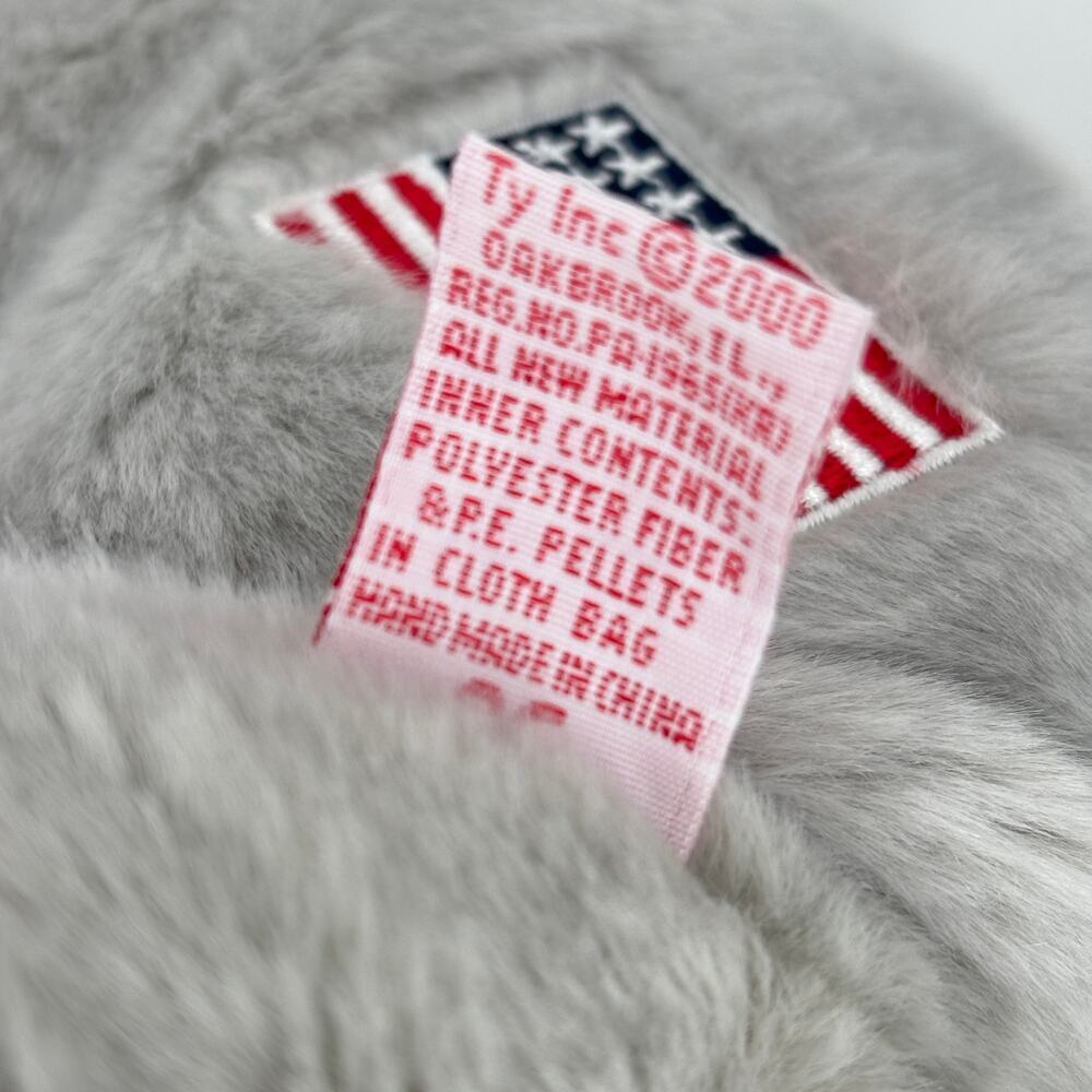 Ty‎ Beanie Buddies Righty Gray Elephant Plush American Flag Vintage 2000 14 Inch - Picture 10 of 11